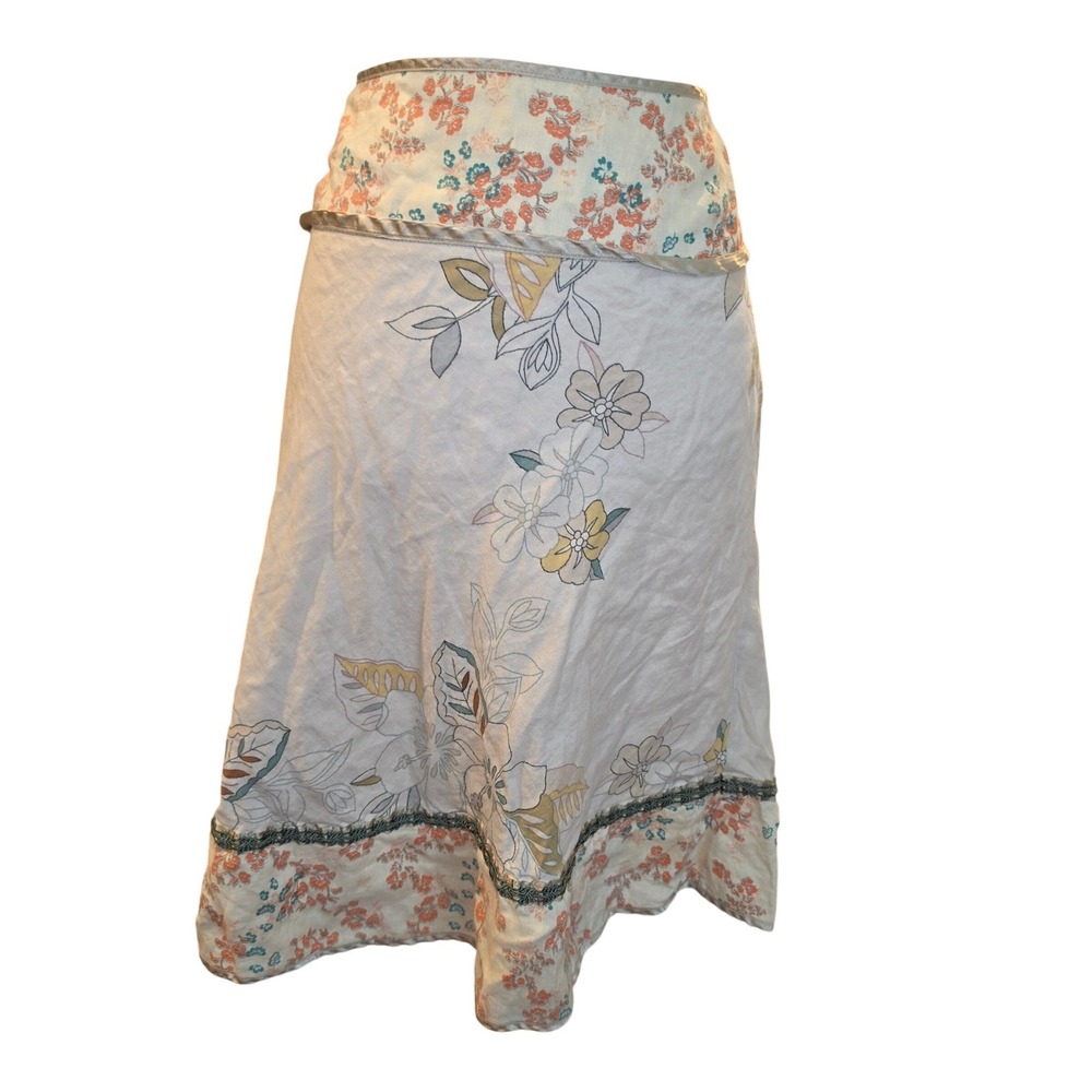 Mexx Skirt Size 14 Cream Floral Linen‎ Bohemian Floral